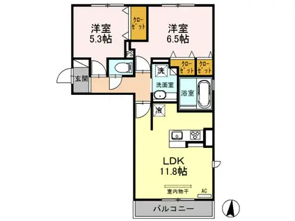 セキュレア須屋 H(2LDK/3階)の間取り写真