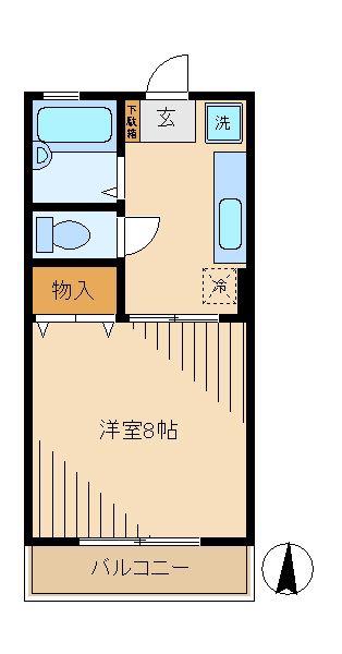 コスモスB(1K/1階)の間取り写真