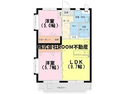 エスポワールはるか(2LDK/2階)の間取り写真