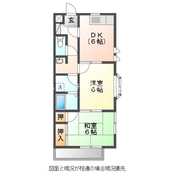 コーポラス二見(2DK/2階)の間取り写真