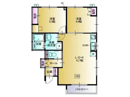 ピュアフォレストI(2LDK/1階)の間取り写真