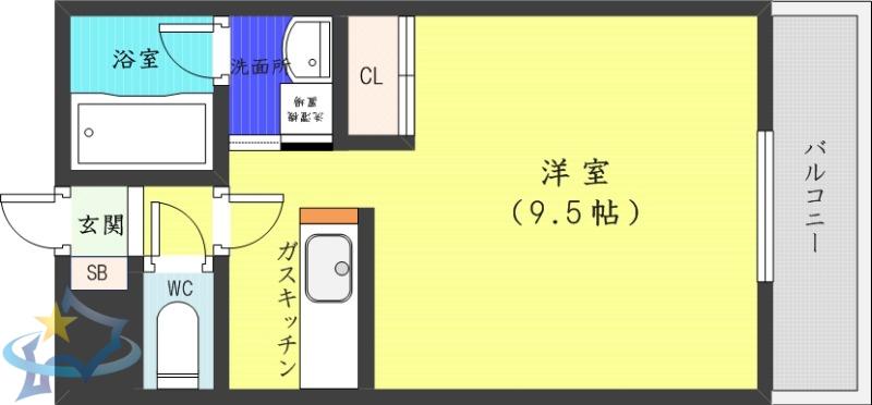 ルーブル4条館(1K/8階)の間取り写真