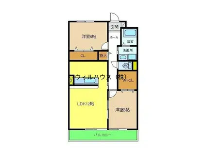 ソレアードⅡ(2LDK/3階)の間取り写真