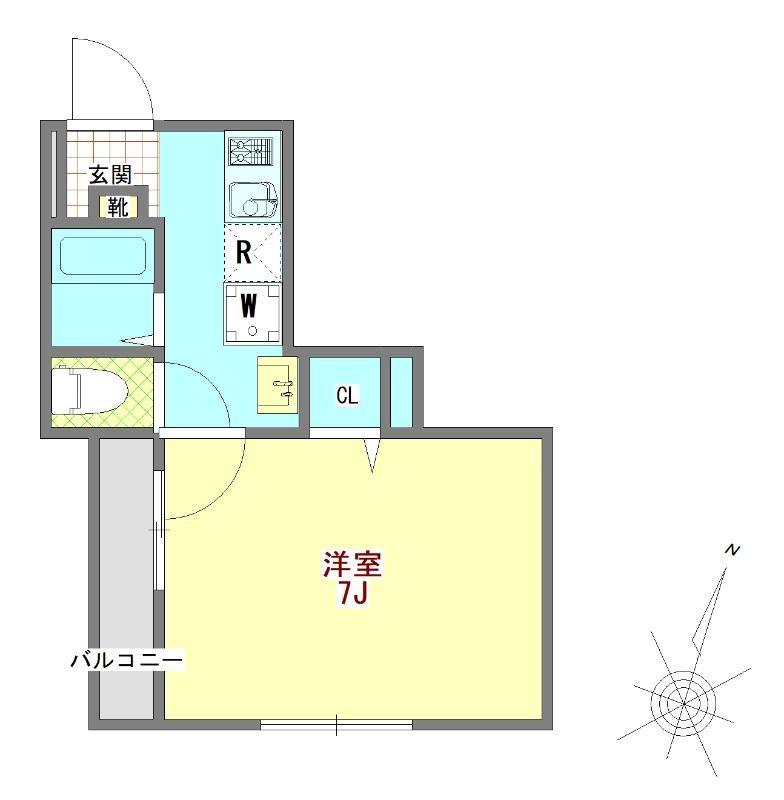 アルコイリス東浦和(1K/1階)の間取り写真