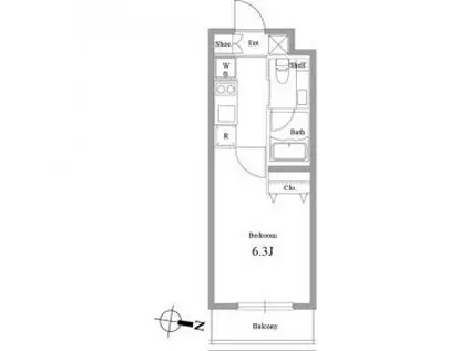 ファインライツ氷川台(1K/4階)の間取り写真