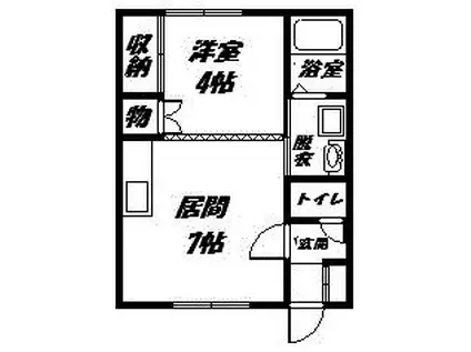 アルファコート(1DK/2階)の間取り写真