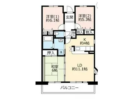 URサンラフレ鳴尾北13号棟(3LDK/3階)の間取り写真
