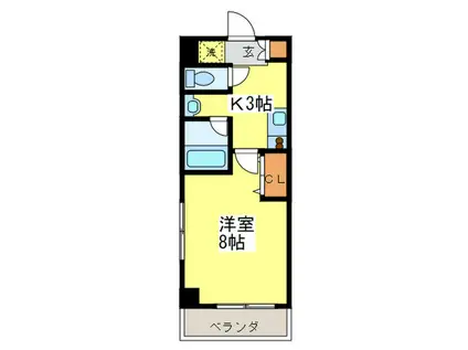 ヴィアーレ舟入中町(1K/2階)の間取り写真