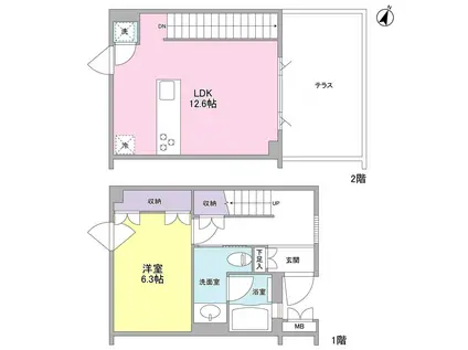 ARTE 哲学堂(1LDK/1階)の間取り写真