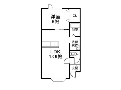 セリエII(1LDK/2階)の間取り写真