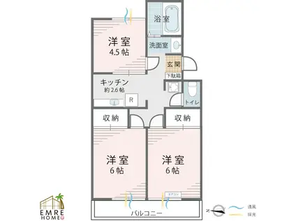 ジュネスハウス(3K/1階)の間取り写真