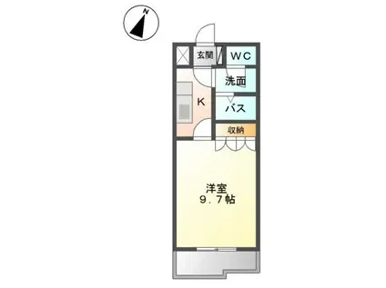 ライフステージ門前通(1K/2階)の間取り写真