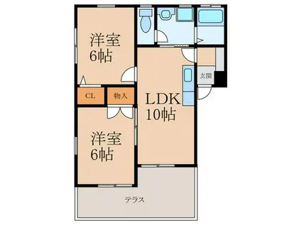 シティベール石田B棟(2LDK/1階)の間取り写真