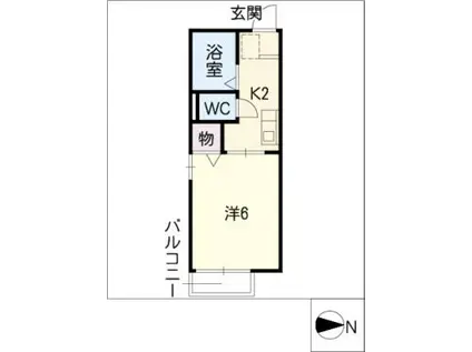 アーバン山手(1K/2階)の間取り写真