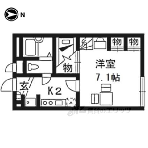レオパレス北野(1K/1階)の間取り写真