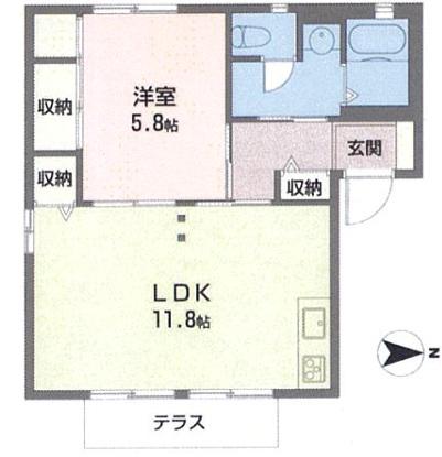 ラ・クレール(2K/1階)の間取り写真