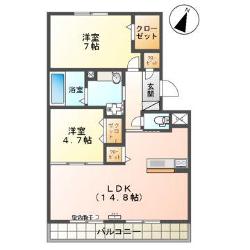 グランルミエール(2LDK/3階)の間取り写真