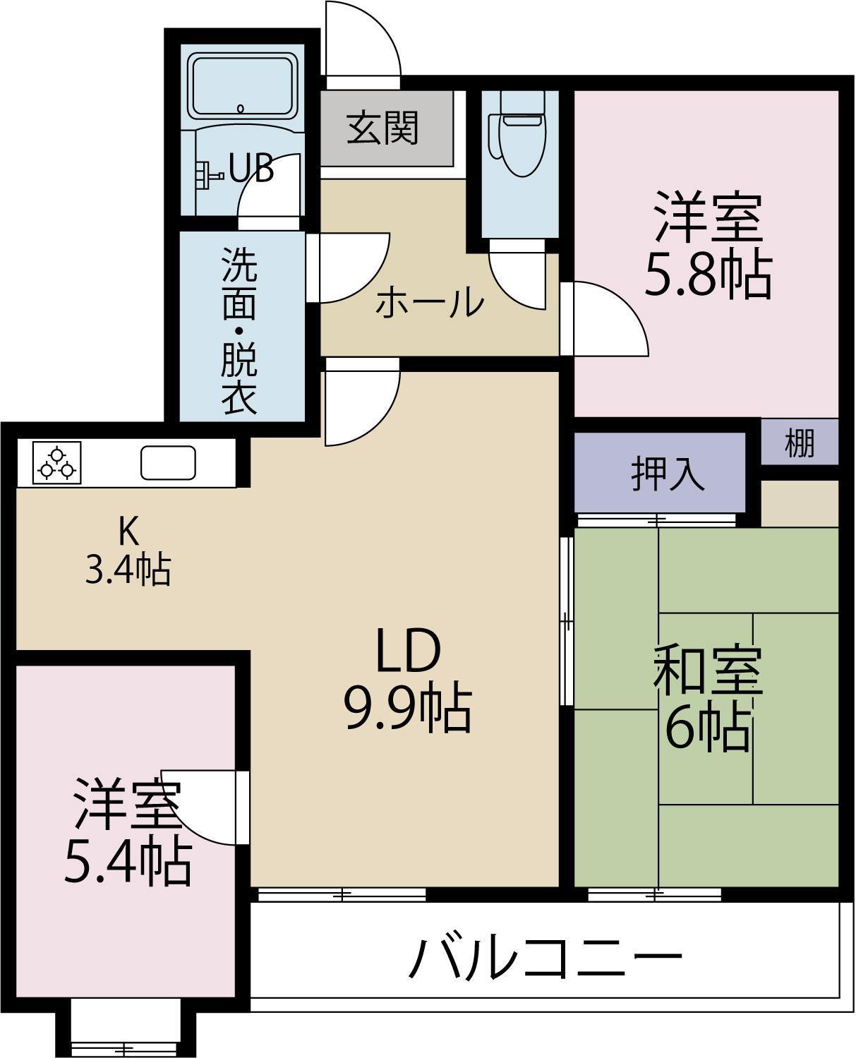 ソシア高月(3LDK/2階)の間取り写真