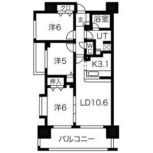 日神パレステージ大宮パルティール(3LDK/12階)の間取り写真