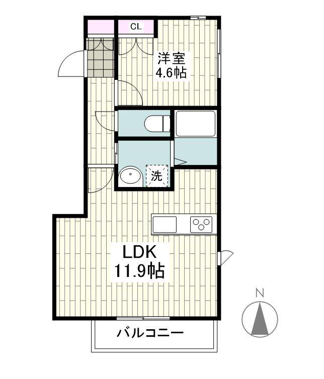 リベルテ鎌倉(1LDK/2階)の間取り写真