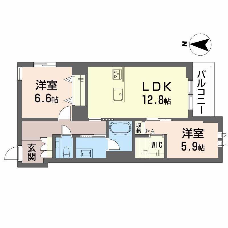 メゾン デュオール(2LDK/2階)の間取り写真