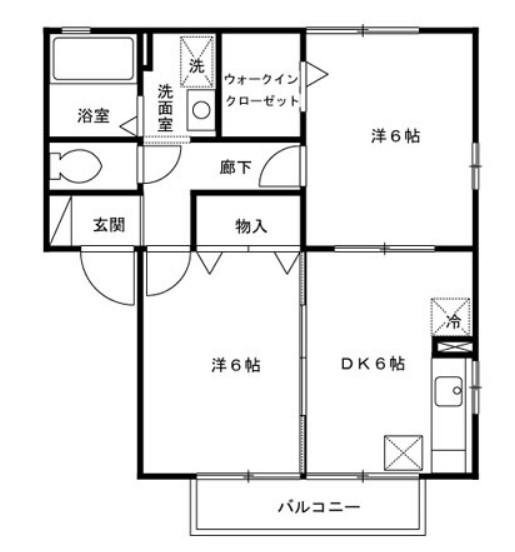 シャンポワールC(2DK/1階)の間取り写真