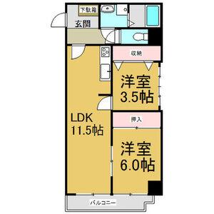 アーク上前津ビル(2LDK/6階)の間取り写真