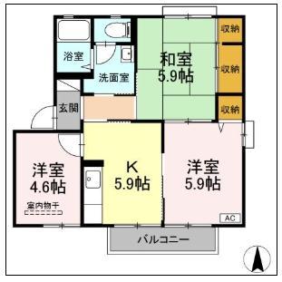 リバーサイドスクエア B(3K/2階)の間取り写真