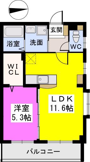 フィオーレ大橋(1LDK/1階)の間取り写真
