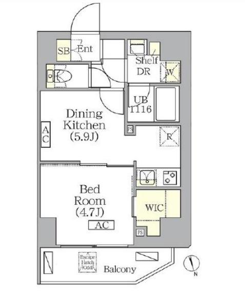 BRICK RESIDENCE南青山(1DK/7階)の間取り写真