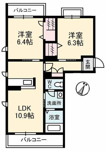 ドリーム24(2LDK/2階)の間取り写真