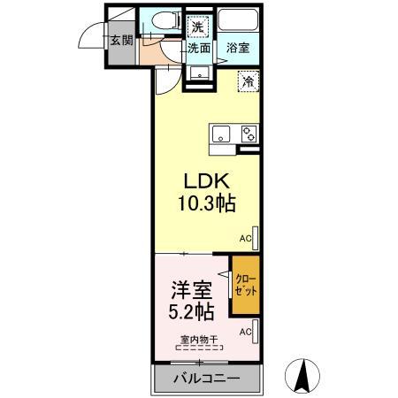 ラリュール赤塚II(1LDK/3階)の間取り写真