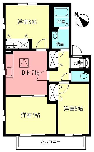 シエルII(3DK/2階)の間取り写真