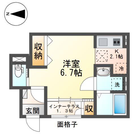 ウィステリア(1K/1階)の間取り写真