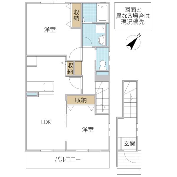 Mハイム(2LDK/2階)の間取り写真