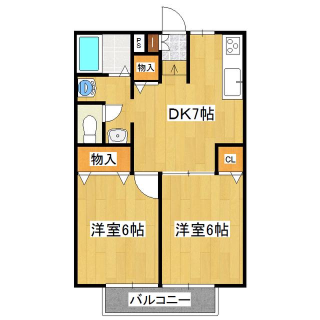 関東鉄道常総線 南石下駅 徒歩12分 2階建 築29年(2DK/2階)の間取り写真