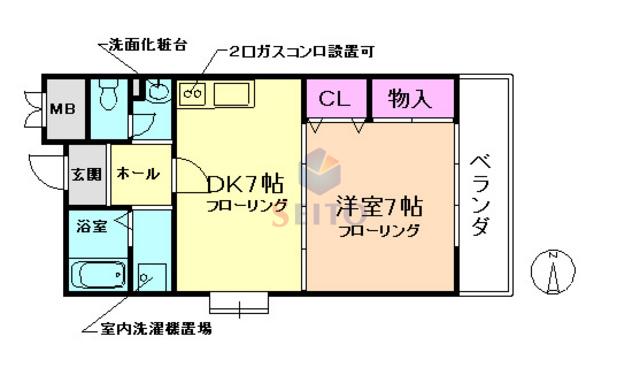 豊中服部アパートメント(1DK/2階)の間取り写真