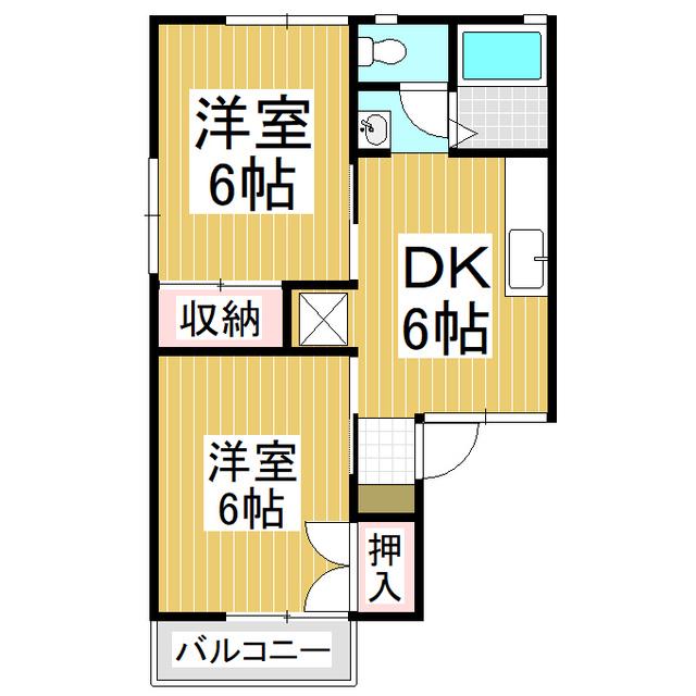 パークタウン北長野 B棟(2DK/1階)の間取り写真