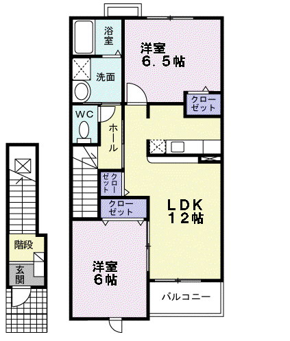 ヴェルーナB棟(2LDK/2階)の間取り写真