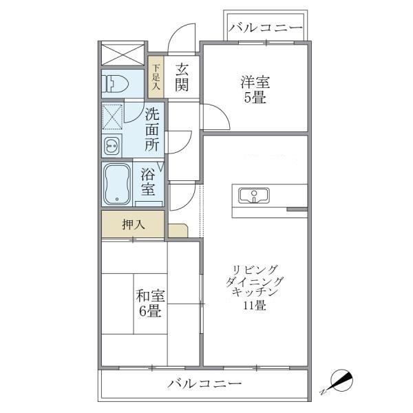 ヒルハイツ妙蓮寺(2LDK/2階)の間取り写真