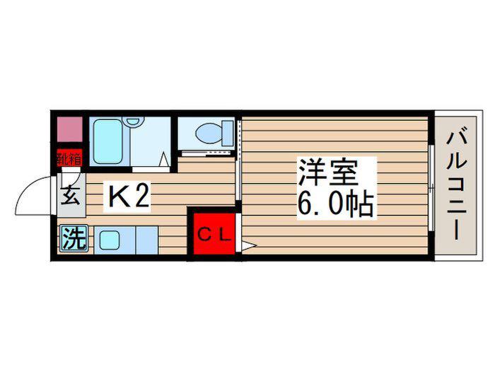 マンションアベニュー(1K/2階)の間取り写真