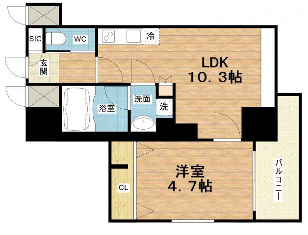 プレジオ難波ASIAN(1LDK/7階)の間取り写真