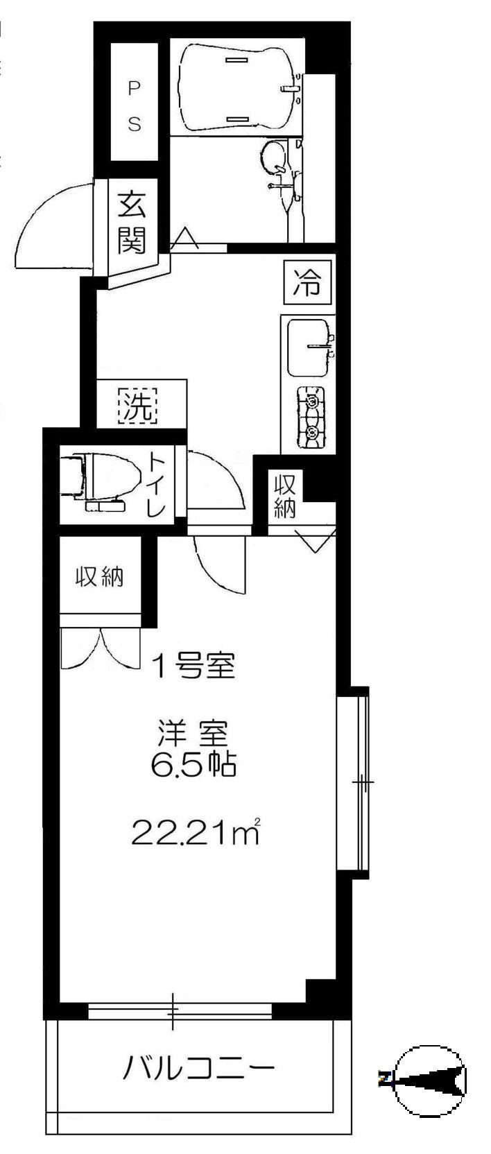 ティアラ御徒町(1K/4階)の間取り写真