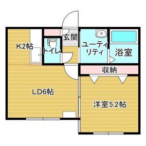 マイルーム宮の沢II(1LDK/1階)の間取り写真
