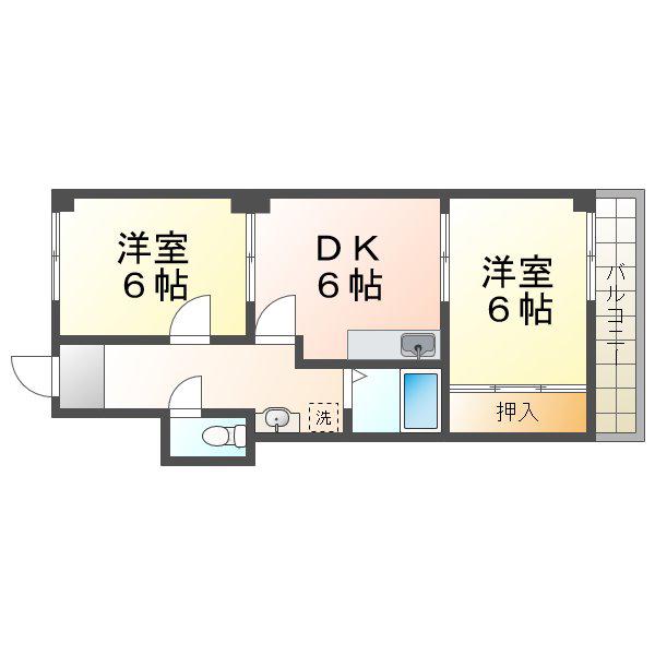 クレセント垂水(2DK/1階)の間取り写真