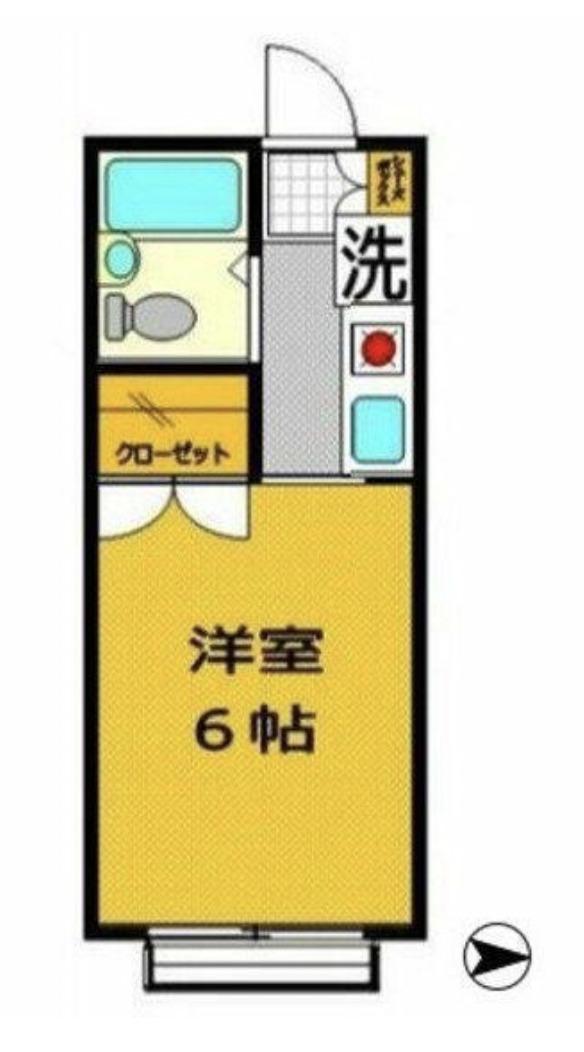 西戸部ダイヤモンドパレス(ワンルーム/2階)の間取り写真