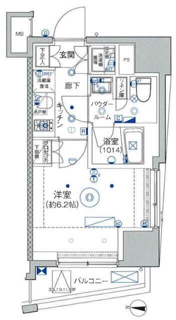 セジョリ北千住ノワール(1K/7階)の間取り写真