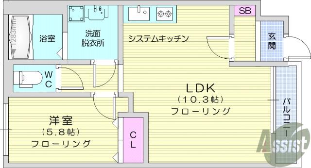 パストラルⅡ(1LDK/1階)の間取り写真