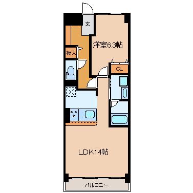 ミネルバS(1LDK/3階)の間取り写真