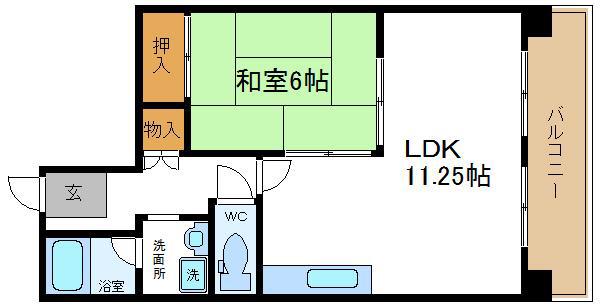 ノーブルハウス関井(1LDK/3階)の間取り写真